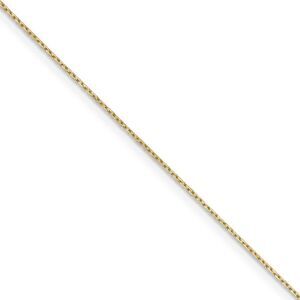 0.8mm 14k Yellow Gold Solid D/C Cable Chain Necklace, 24 Inch